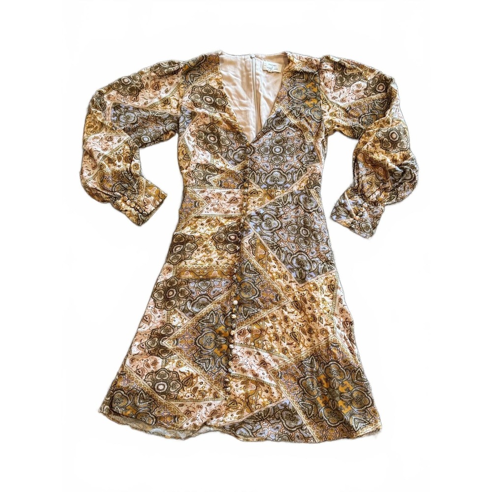 Kachel X Anthropologie Zola‎ Patchwork Paisley Button Front Mini Dress Size 2